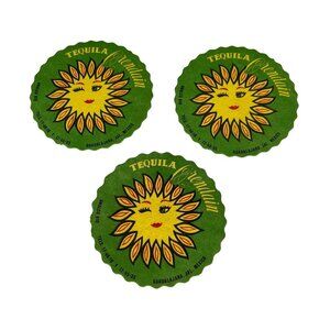 Lot of 25 Vintage Coasters Tequila Orendain Thick Paper Man Cave Bar Sun Face